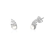 Cercei argint cu perle naturale albe model frunză DiAmanti AE22087-AS